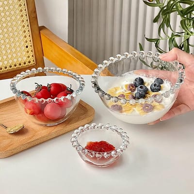 Glazen kommen voor koken dessert snacks salades bijgerechten set van 3-serveerschalen dippen bereiden Kommenset