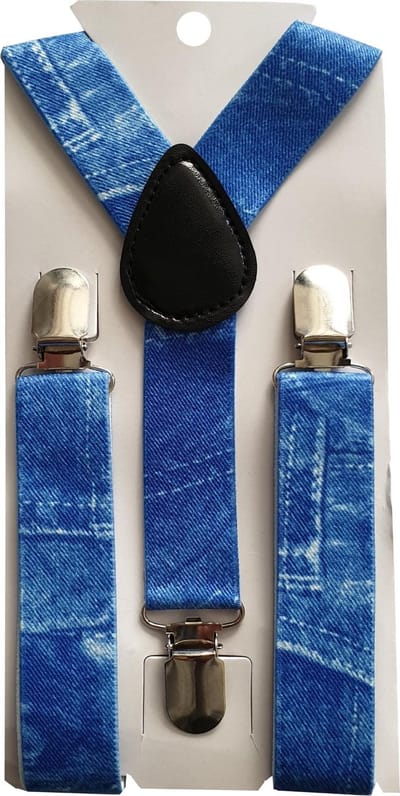 Fako Fashion® - Kinder Bretels - Print - Jeans - 65cm - Blauw