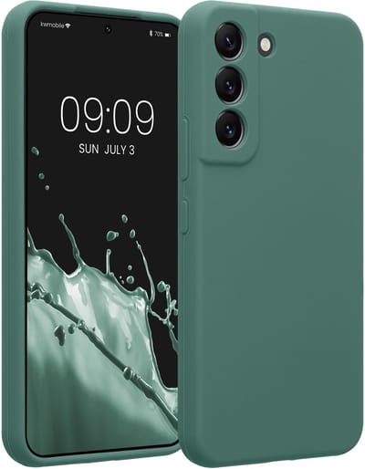 kwmobile telefoonhoesje geschikt voor Samsung Galaxy S22 - TPU backcover met siliconen coating - Smartphone case in dennengroen