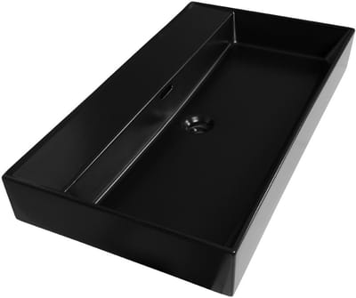 Brauer Lunar Wastafel - 80 cm - met 1 Spoelbak en 0 Kraangaten - Keramiek Mat Zwart