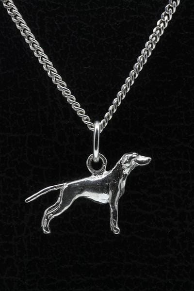 Zilveren Weimaraner korthaar met staart ketting hanger - klein