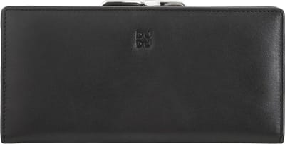 DuDu Portemonnee RFID-bescherming Leer 19.5 cm - Dames - Horizontaal - schwarz rose