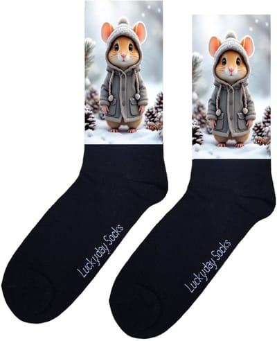 Muis - Opkikker - Grappige sokken - Valentijns cadeau - Verjaardag cadeau - Sint cadeau - Leuke sokken - Sneeuw - Natuur - Vrolijke sokken - Cadeautje - Grappige cadeau - Kerstsokken - Vaderdag - Moederdag - Socks maken Happy - 37-44