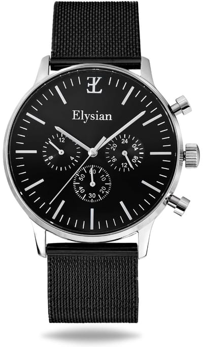 Elysian Heren horloge Zilver 43mm - Mesh - Saffierglas - 5ATM Waterdicht