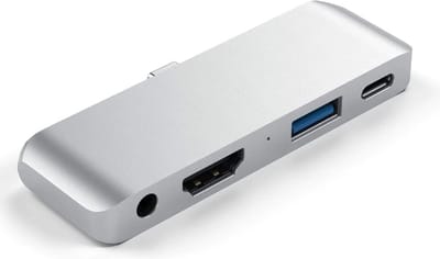MMOBIEL 4 in 1 USB Type C Hub - Dual Type C Adapter met Thunderbolt 3 - Aluminium Grijs
