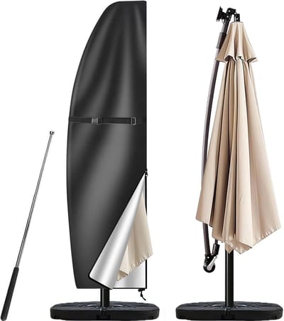 Parasolhoes voor Zweefparasol - Tot 300 cm - Waterdicht Oxford 420D - Met Rits en Stok - UV-bestendig - Parasolhoes voor Balkonparasol, Marktparasol, Tuinparasol - Zwart