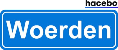 Hacebo - Plaatsnaam Sticker - 29x10 CM - Woerden sticker - Verkeersborden sticker - grappige cadeaus - Woerden