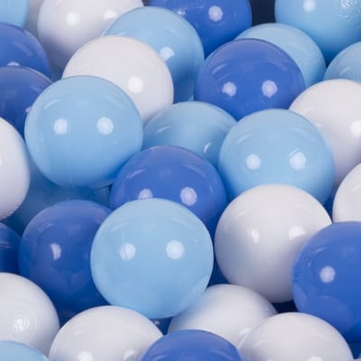 KiddyMoon Ballenbak Ballen 700 Stuks 7 cm Zacht Ideaal Voor Ballenbak Speeltenten En Springkastelen Kleurrijk Duurzaam Gemaakt In EU Voor Binnen En Buiten - Wit Babyblauw Blauw