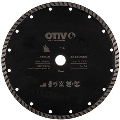 Diamantschijf Steen - Marmer Graniet - Materiaal Bewerken - Universele Turbo Schijf - 230 mm Boring 22.5 - Zilver