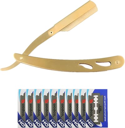 Rechthoekig Scheermes voor Heren van 100% Roestvrij Staal - Vintage Razor met 10 Reservemessen