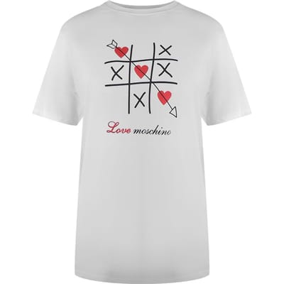 Love Moschino Tic-Tac-Toe T-shirt voor volwassenen (Wit)