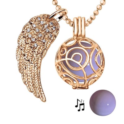 Engelenroeper 18mm Bolhouder met Ketting 90cm en Bolletje - Dames - Roségoudkleurig Cirkels - EBS18042