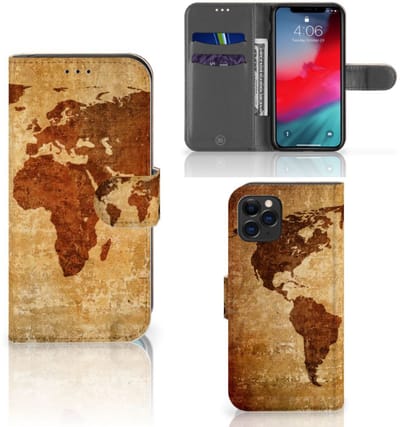 Boekhoesje voor Apple iPhone 11 Pro Flip Cover Wereldkaart