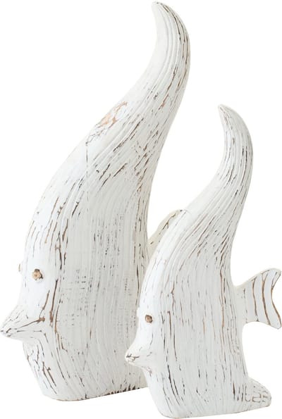 J-Line decoratie Vis Antiek - hout - gebroken wit - large