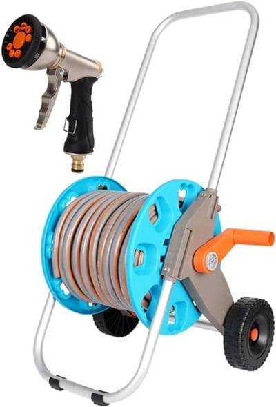 Tuinslanghaspel met wielen - Slanghaspelwagen tuinslang - Tuin besproeien - Robuuste constructie - 30m slang - Zwart