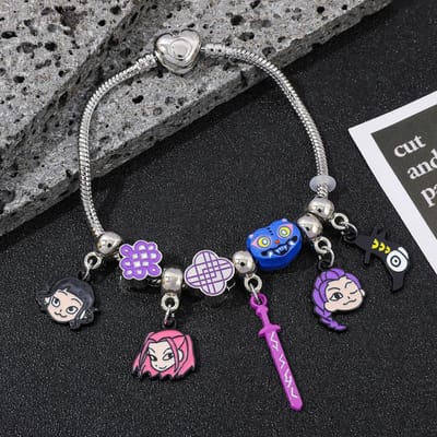 Hoge Kwaliteit Populaire Cartoon Anime K-POP Demonenjager Groep Armband Mode DIY Kralen Legering Emaille Anime Merchandise Sieraden W143838WW- gray