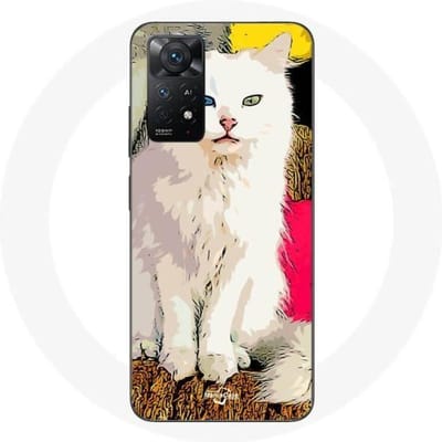 Redmi Note 11 Pro 5G hoesje Turkse bestelwagen witte kat met blauwe en gele ogen
