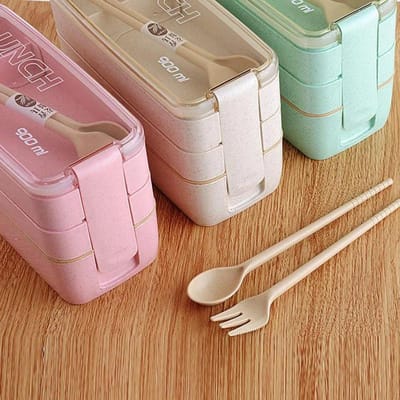 Keukenl Magnetron Lunchbox Tarwestro Servies Voedselopbergcontainer Kinderen Kinderen School Kantoor Draagbare Bento Box brown
