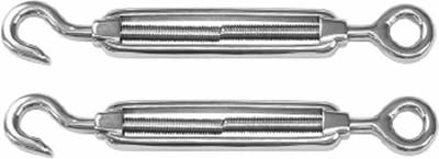 Dulimex Spanschroeven/draadspanner met haak/oog - 2x - 5cm - verzinkt zamak - 50kg - M5 schroefdraad
