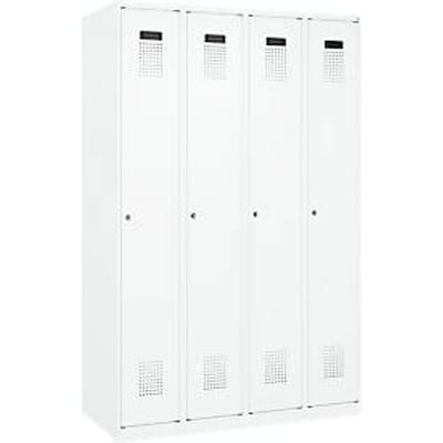 C+P Evolo Plus kledingkast, 4 vakken, rechts scharnierend, cilinderslot, soft-close, B 1200 x D 500 x H 1850 mm, verkeerswit/verkeerswit