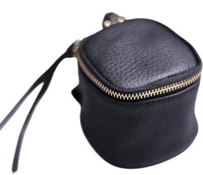 Leren Make-up Tas Dames – Luxe Cosmetica Tas & Toilettas – Compact Make-up Etui met Ritssluiting – Ideaal voor Handtas & Reizen – Zwart