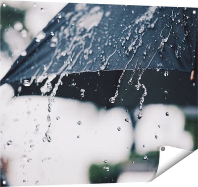 Gards Tuinposter Zwarte Paraplu met Regen Druppels - 100x80 cm - Tuindoek - Tuindecoratie - Wanddecoratie buiten - Tuinschilderij
