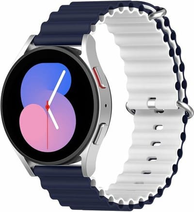 By Qubix - Geschikt voor Garmin bandje - Geschikt voor Garmin Vivomove 3 / HR / Luxe / Sport / Style / Trend - Ocean Style bandje - Donkerblauw / wit - Smartwatch bandje 20mm