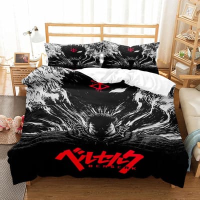 Berserk Anime Dekbedovertrek Set Zonder Laken King Queen Double Full Twin Single Maat Bedlinnenset EU single(135x200cm)