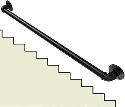 Trap leuning - Steun buis - Veiligheid thuis - Smeedijzeren constructie - Tot 4.6 meter - Zwart