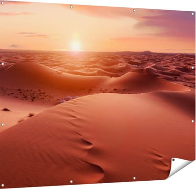 Gards Tuinposter Woestijn in de Sahara bij Zonsondergang - 150x120 cm - Tuindoek - Tuindecoratie - Wanddecoratie buiten - Tuinschilderij