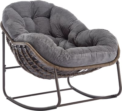 Rattan Schommelstoel - Ei Stoel - Tuin Schommelstoel-Relaxstoel – Handgeweven – Ergonomisch – Weerbestendig - Stabiel - Buiten - 78x106x90cm- 1 Stuk-Grijs
