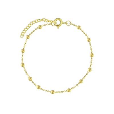 Joy|S - Zilveren armband met bolletjes / balletjes - 15 cm + 3 cm extension - gold plated