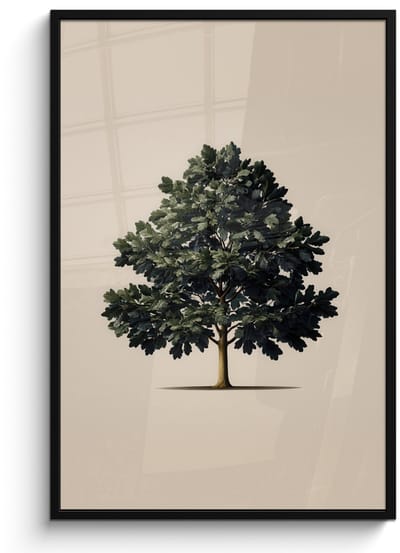 Poster in lijst - Fotolijst 80x120 cm - Posters - Eikenboom - Schaduw - Egaal - Posterlijst zwart - Decoratie - Wanddecoratie woonkamer - Muurdecoratie slaapkamer