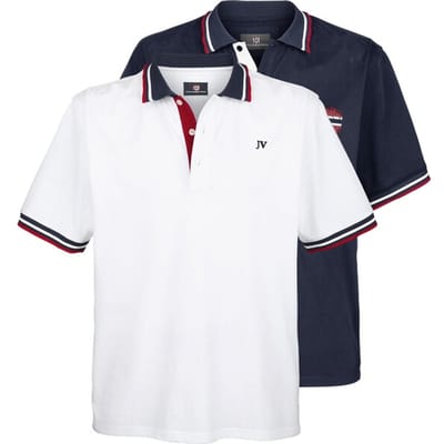 Jan Vanderstorm herren Poloshirts, Set Van 2 - 56/58 - wit - Plus Size