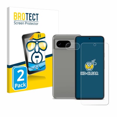 BROTECT - Screenprotector voor Google Pixel 8 (Voor+Camera) - Folie Beschermfolie transparant 2 Stuks