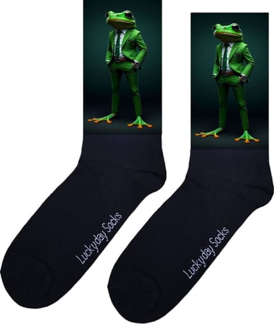 Kikker - Verjaardags cadeau - Kerst kado - Opkikker - Print sokken - stoere vrolijke sokken - valentijn cadeau - Kerstcadeau - leuke dames en heren sokken - moederdag - vaderdag - Sokken waar je vrolijk van wordt - Maat 37-44