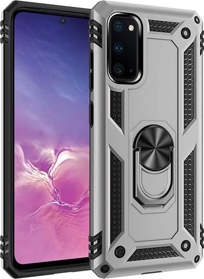 Anti-Shock Hybrid Ring Armor Hoesje Geschikt voor: Samsung Galaxy S10 Lite - zilver