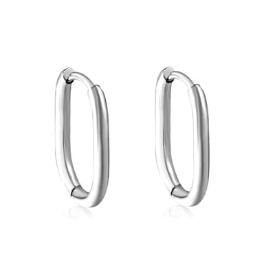 Planet Pink - Ovaal hoop oorbellen zilver klein - Stainless Steel - Roestvrij Staal rvs - Waterproof