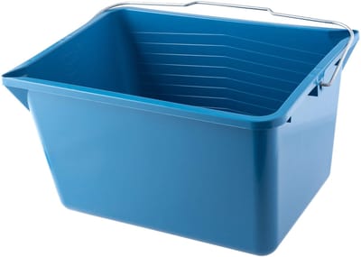 KADAX Verfemmer, vierkante kunststof schilderemmer met metalen handvat, stabiele wateremmer met gietrand, voor renovatie, tuin, poetsemmer, rechthoekig, licht (12 l, 1 stuk, blauw)
