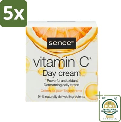 5 x Sence - Vitamine C - Dagcrème - Stralende Huid - 50 ml - Grootverpakking - Vitamine C Crème - Stralende Huid - Huidveroudering - Collageen - Antioxidant