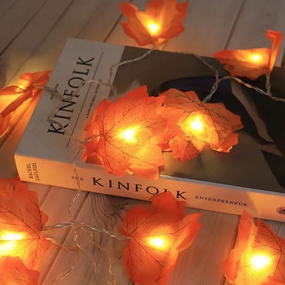 Rosnek Herfst Lichtsnoer met Esdoornbladeren – 1.5m 10 Lampjes – voor Buiten & Binnen – IP44 – Batterij Aangedreven – Warme Wit Sfeerverlichting voor Halloween en Thanksgiving – 1-stuks
