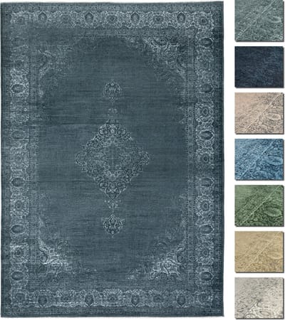 Premium Vintage Vloerkleed - Houtskool Grijs 195 cm x 280 cm - Laagpolig Woonkamer Tapijt