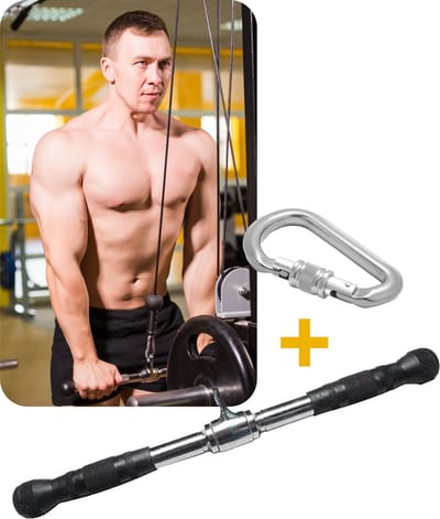 MIRO® Heavy Bicep Tricep Stang Meedraaiend Fitness Krachtstation 50CM Multifunctioneel + Karabijnhaak