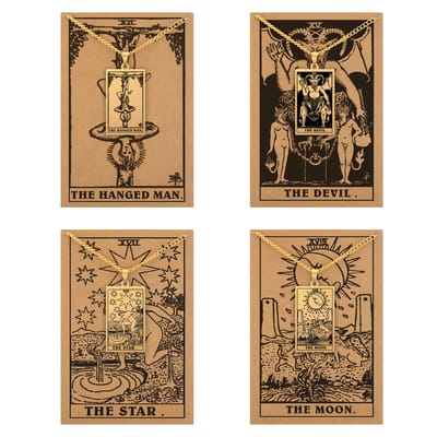 Tarot Ketting 12 | 15 | 17 | 18 bundel - Schaduw & Heling - Goudkleurig Stainless Steel - Inclusief Rider-Waite Kaartjes - 60cm - Pax Amare