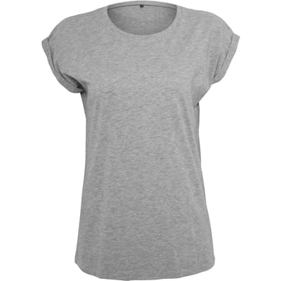 Build Your Brand - Extended Shoulder Dames T-shirt - Heather Grey maat XXL