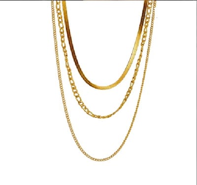 Stainless Steel Ketting Set - EmmyRovi - 3 Laags Design - Goudkleurig -