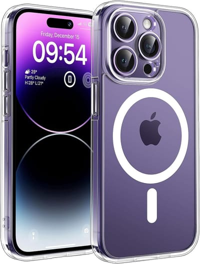 voor iPhone 14 Pro Max Case Compatibel met MagSafe, Volledige Camerabescherming, Wordt nooit geel, Schokbestendig Anti-vingerafdruk Anti-slip Dunne Slagvaste Hoes 6,7-Inch, Transparant