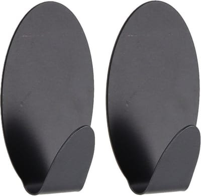 Tendance Plakhaakje ovaal - 2x stuks - 4 x 3,5 x 7 cm - Zelfklevende ophang haakjes - RVS - zwart - keuken/badkamer haken