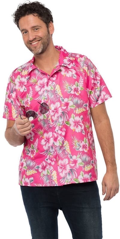 Partychimp Luxe Hawaii Blouse Mannen Carnavalskleding Heren Foute Party Verkleedkleren Volwassenen Carnaval Toppers 2026 Summer is Magic- Polyester - Roze - Maat S