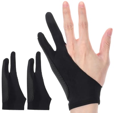 2-Pack Ambidexter Tekening Handschoenen voor Digitale Kunst, 3-Laags Palm Rejection, Ideaal voor Schetsen en Illustraties op Tablets en Papier (Medium)